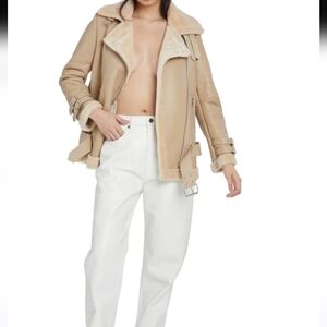 Wyld Blue Shearling Jacket with Buckle Details